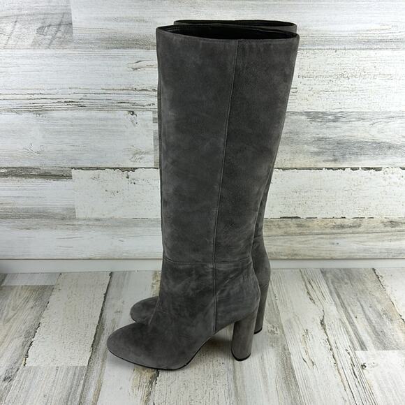 Vince Camuto womens 9 Femmie Gray suede leather heeled almond toe knee boot new - Picture 7 of 10